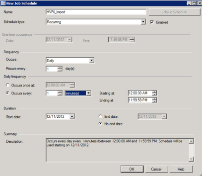 The Schedules dialog.